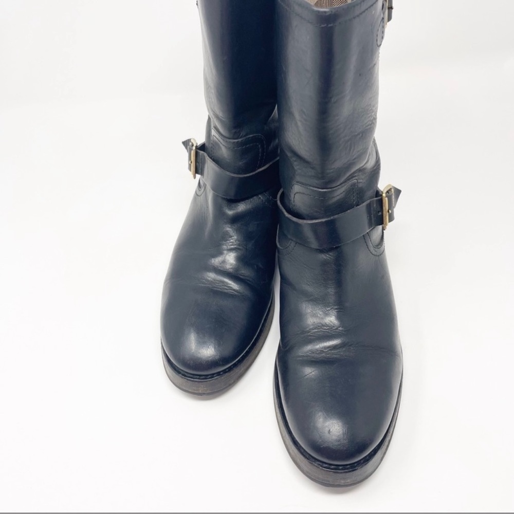 Burberry Wingfield Black Leather Moto Biker Boots Size 7.5 - Picture 3 of 13